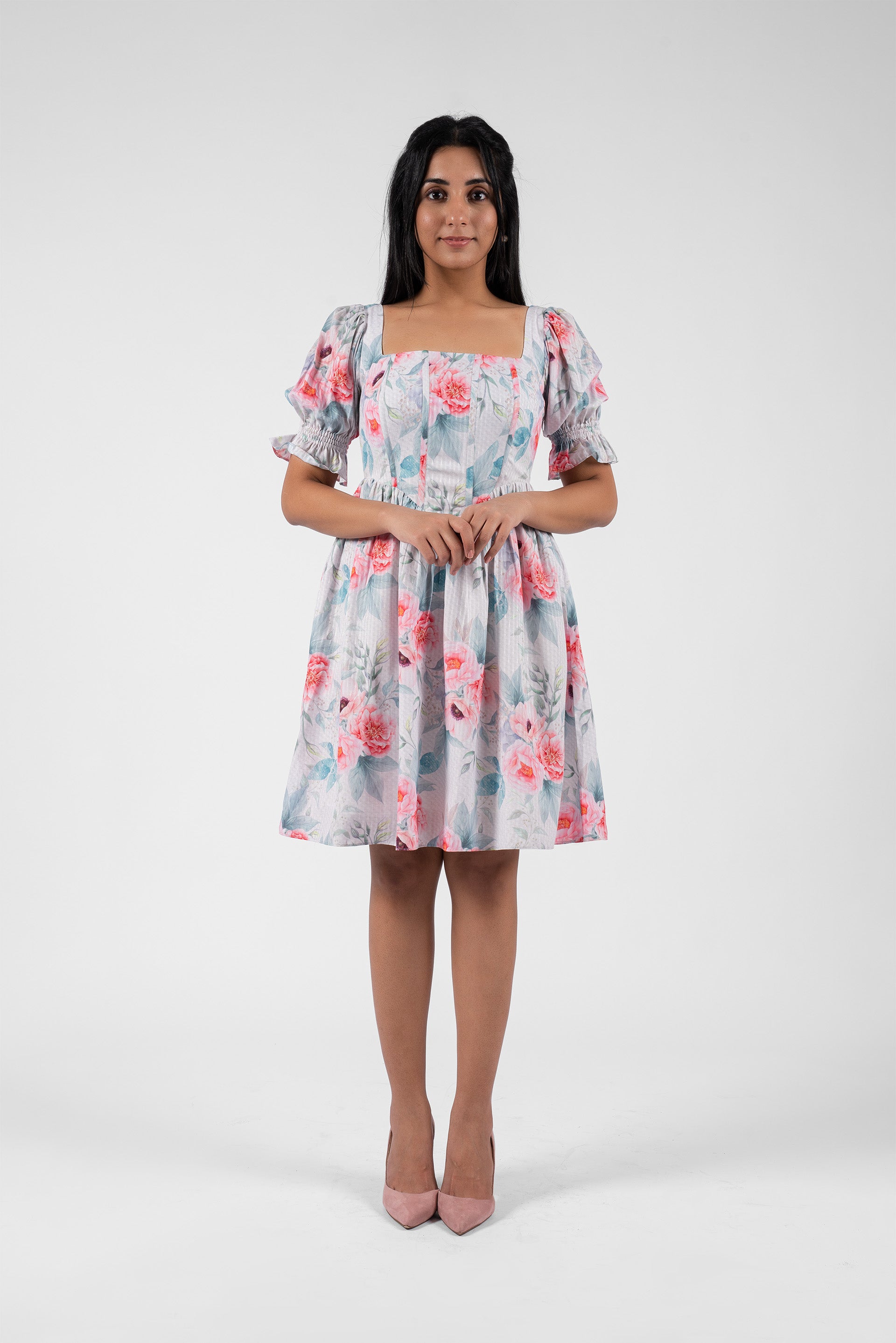 Corset Waist Square Neck Dress