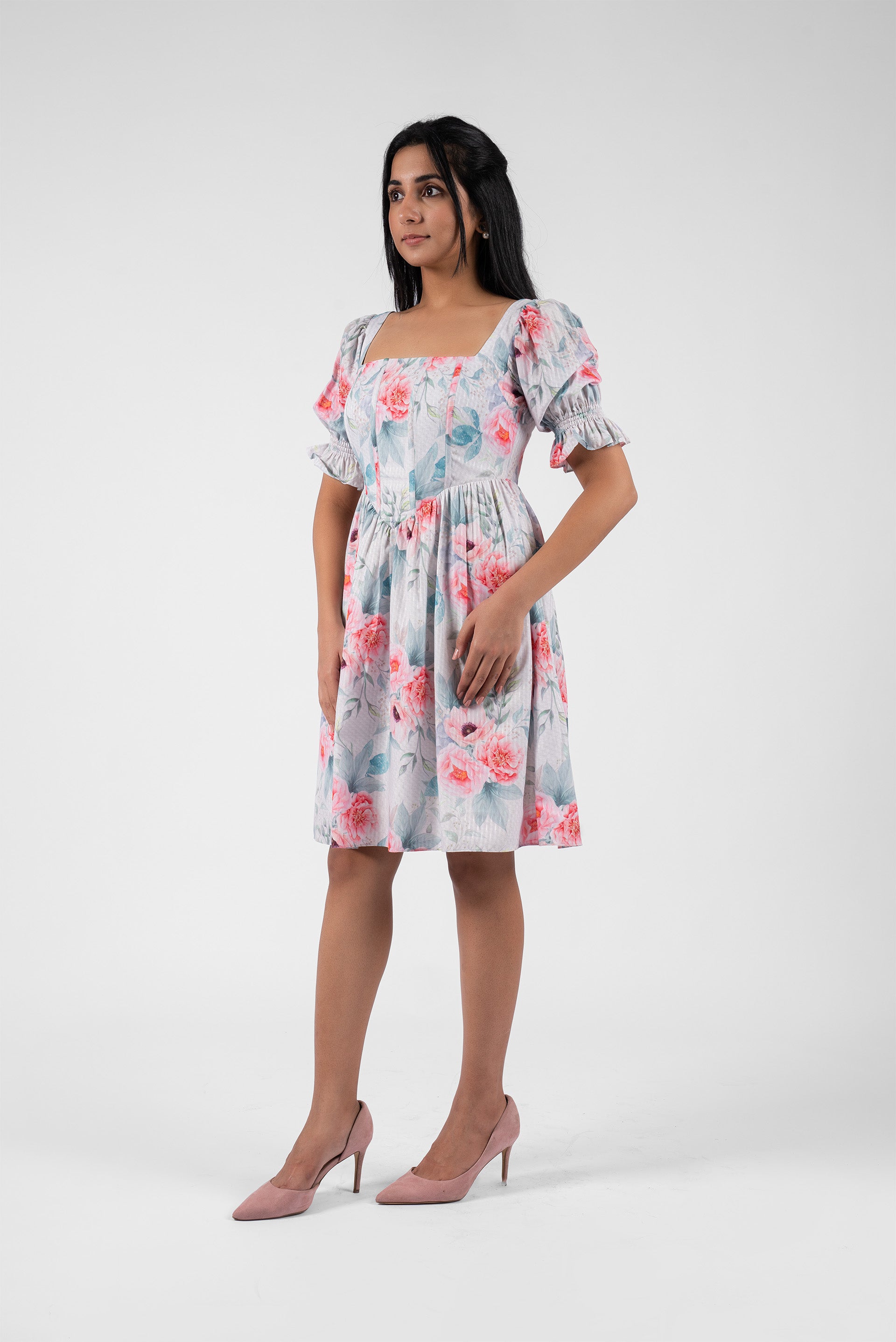 Corset Waist Square Neck Dress