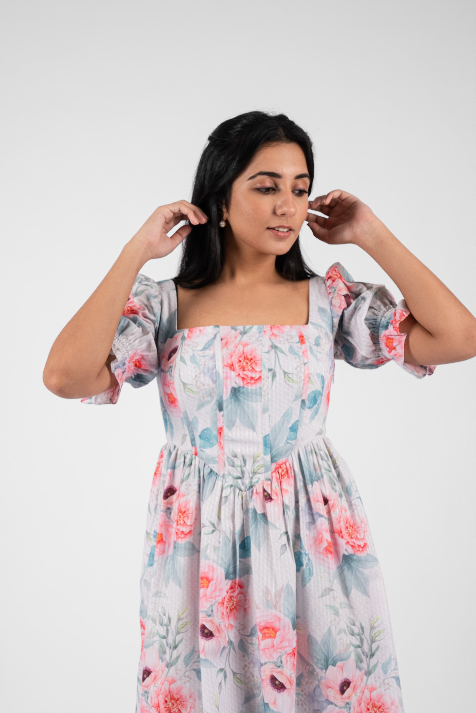 Corset Waist Square Neck Dress