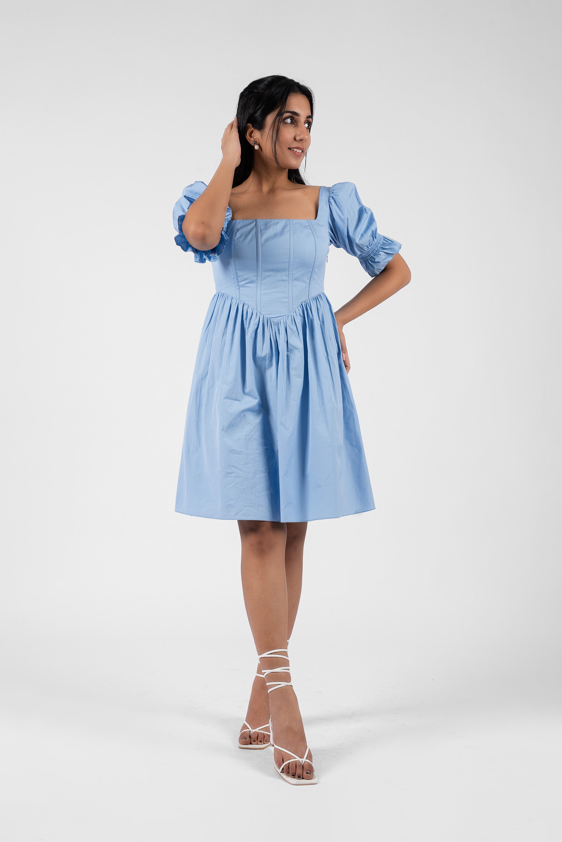 Corset Waist Square Neck Dress