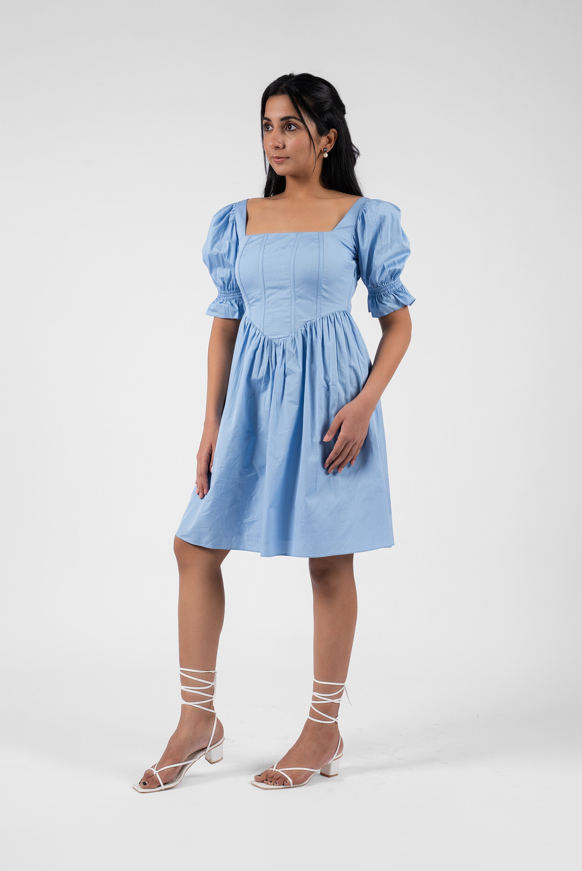 Corset Waist Square Neck Dress
