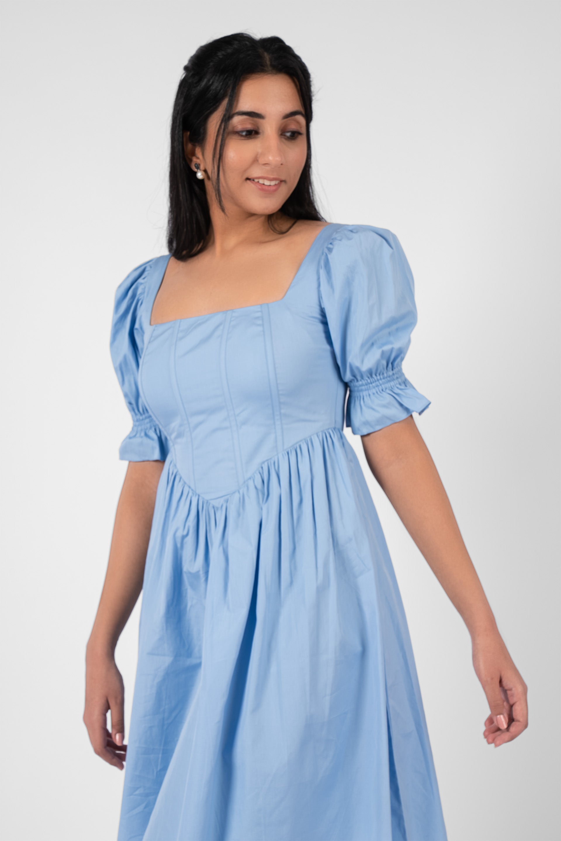 Corset Waist Square Neck Dress