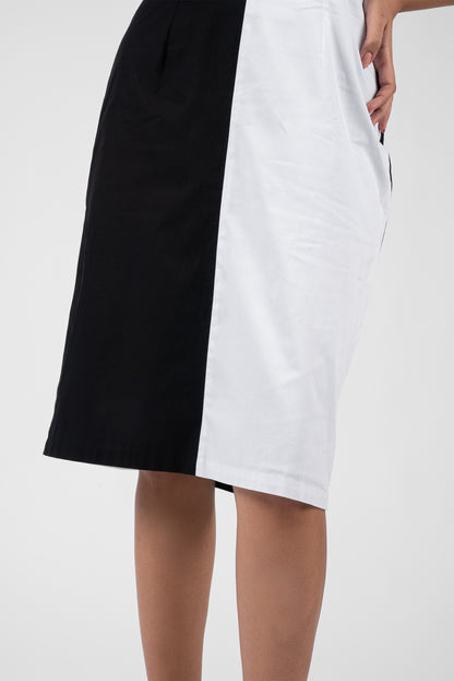 Sleek Halter Neck Color Block Dress
