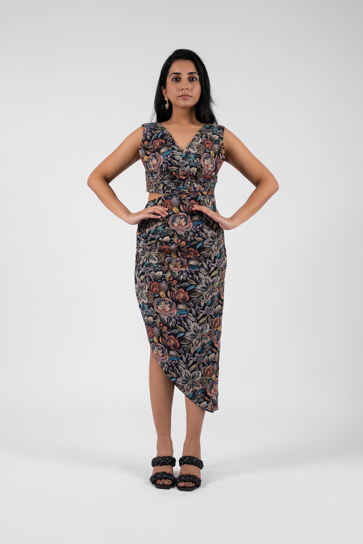 Edgy Elegance One-Waist Cutout Dress