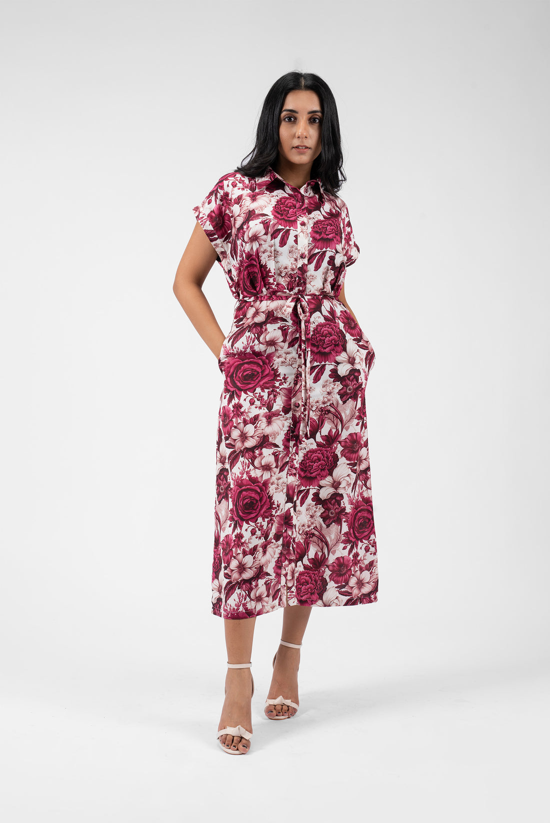 Drop Shoulder Dress with Full Button-Down Placket