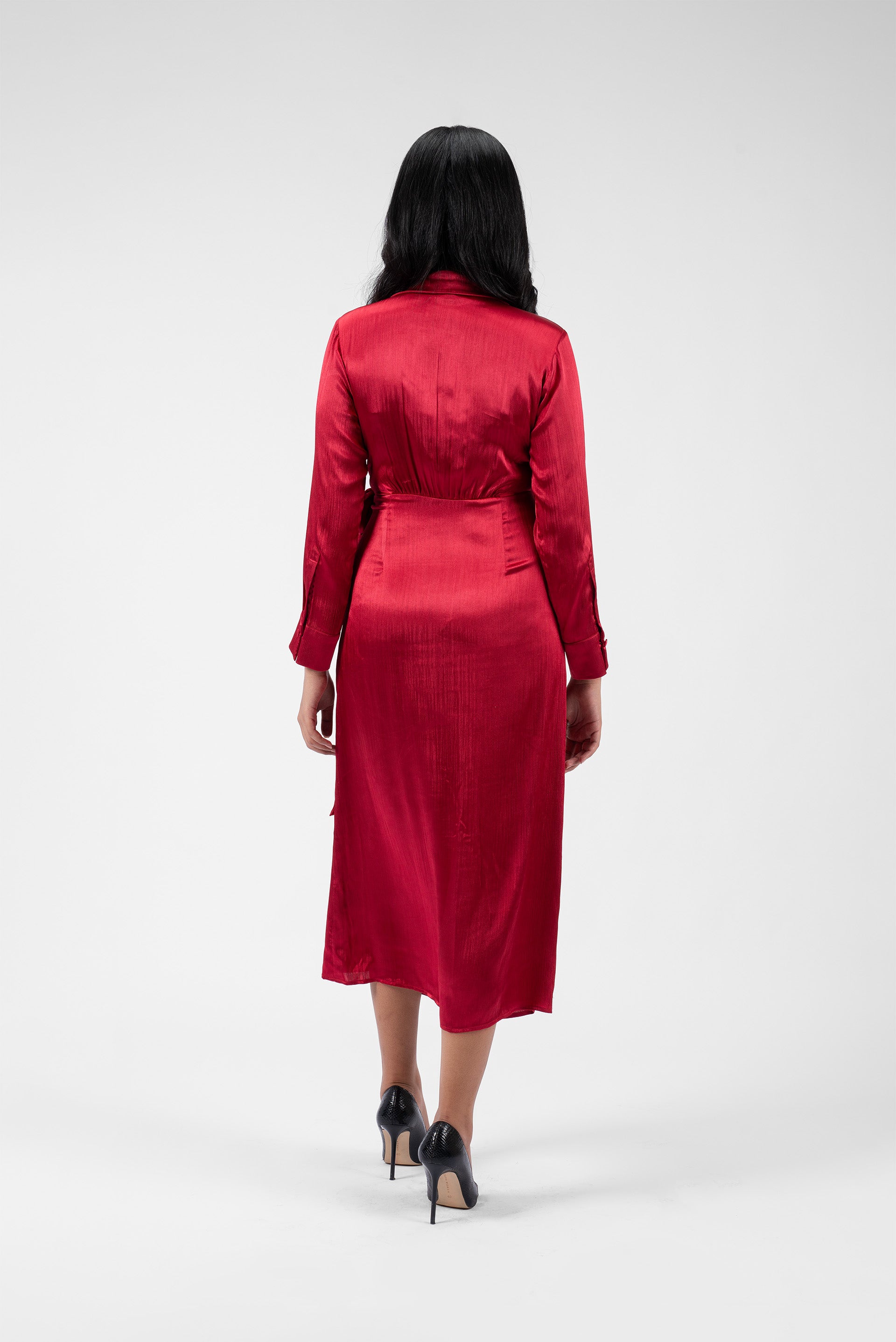 Timeless Wrap Dress with Chic Collar