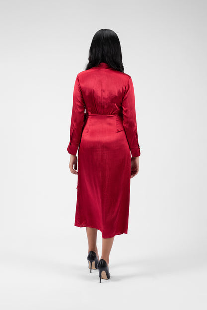 Timeless Wrap Dress with Chic Collar