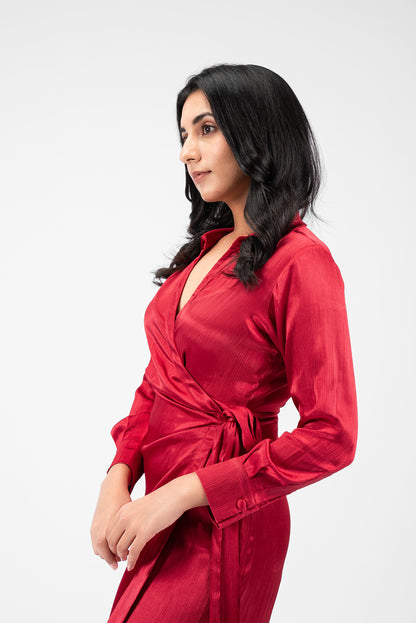 Timeless Wrap Dress with Chic Collar