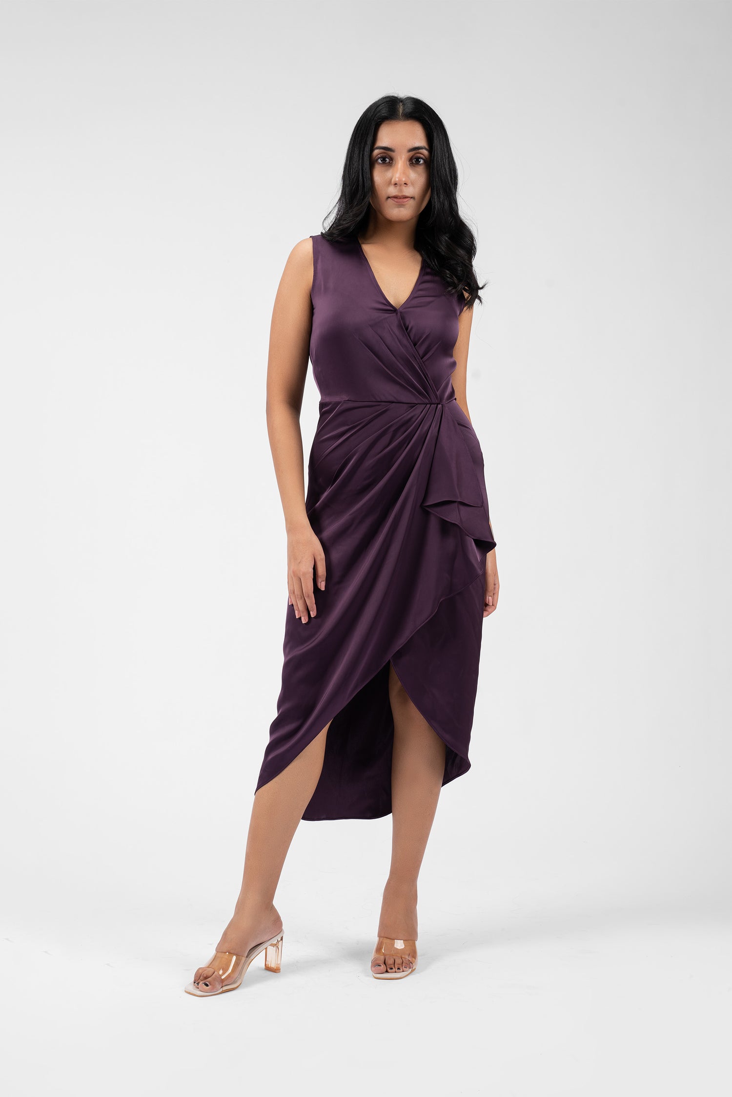 Silk and Sass in a Pleated Sarong Dress