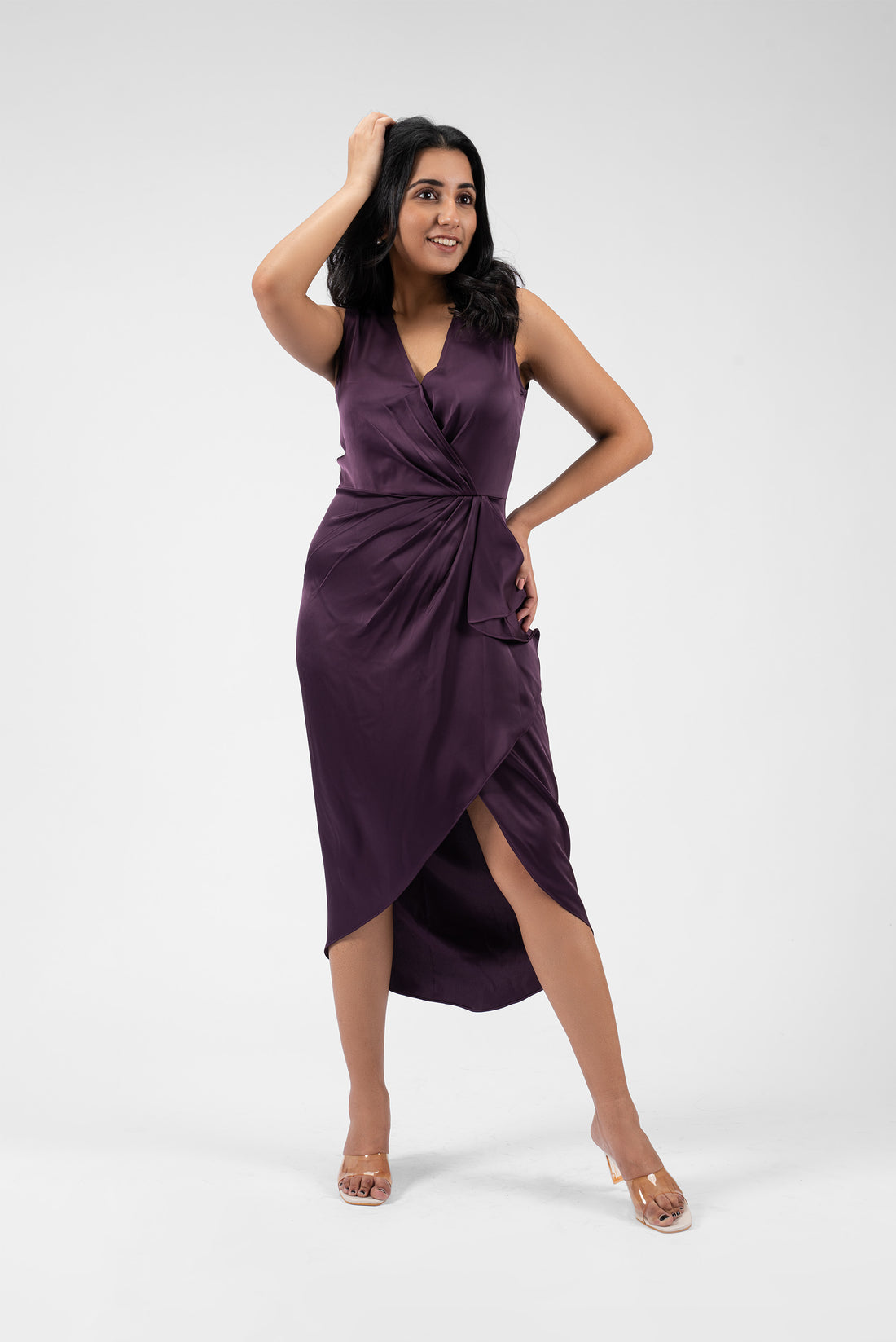 Silk and Sass in a Pleated Sarong Dress