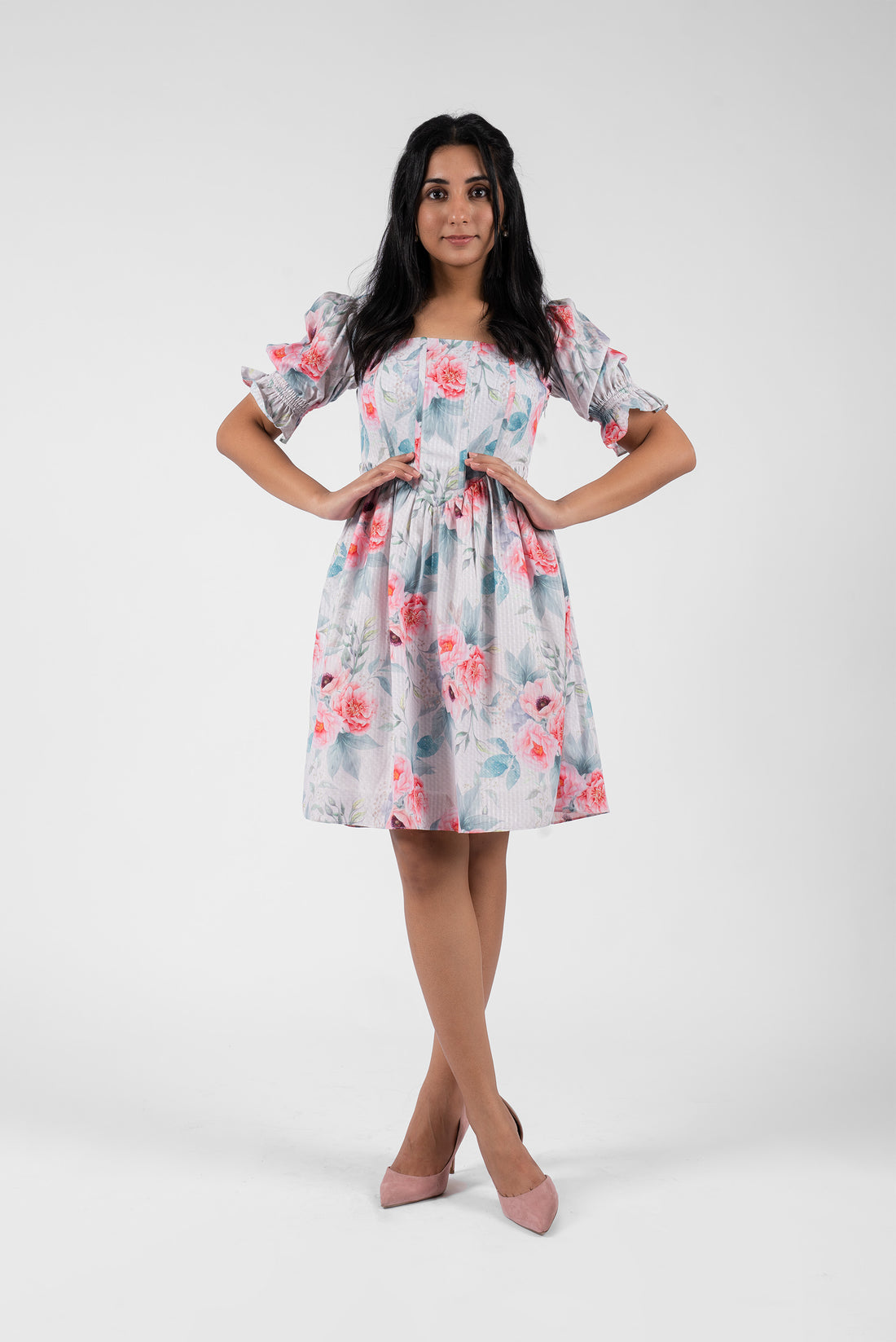 Corset Waist Square Neck Dress