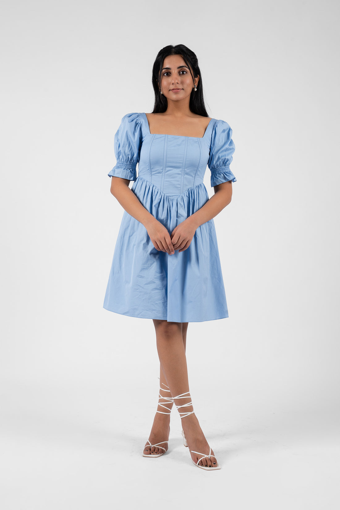 Corset Waist Square Neck Dress
