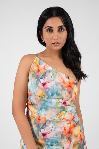 One-Shoulder Dress with Flattering Waist