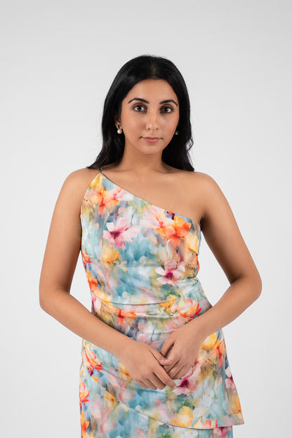 One-Shoulder Dress with Flattering Waist