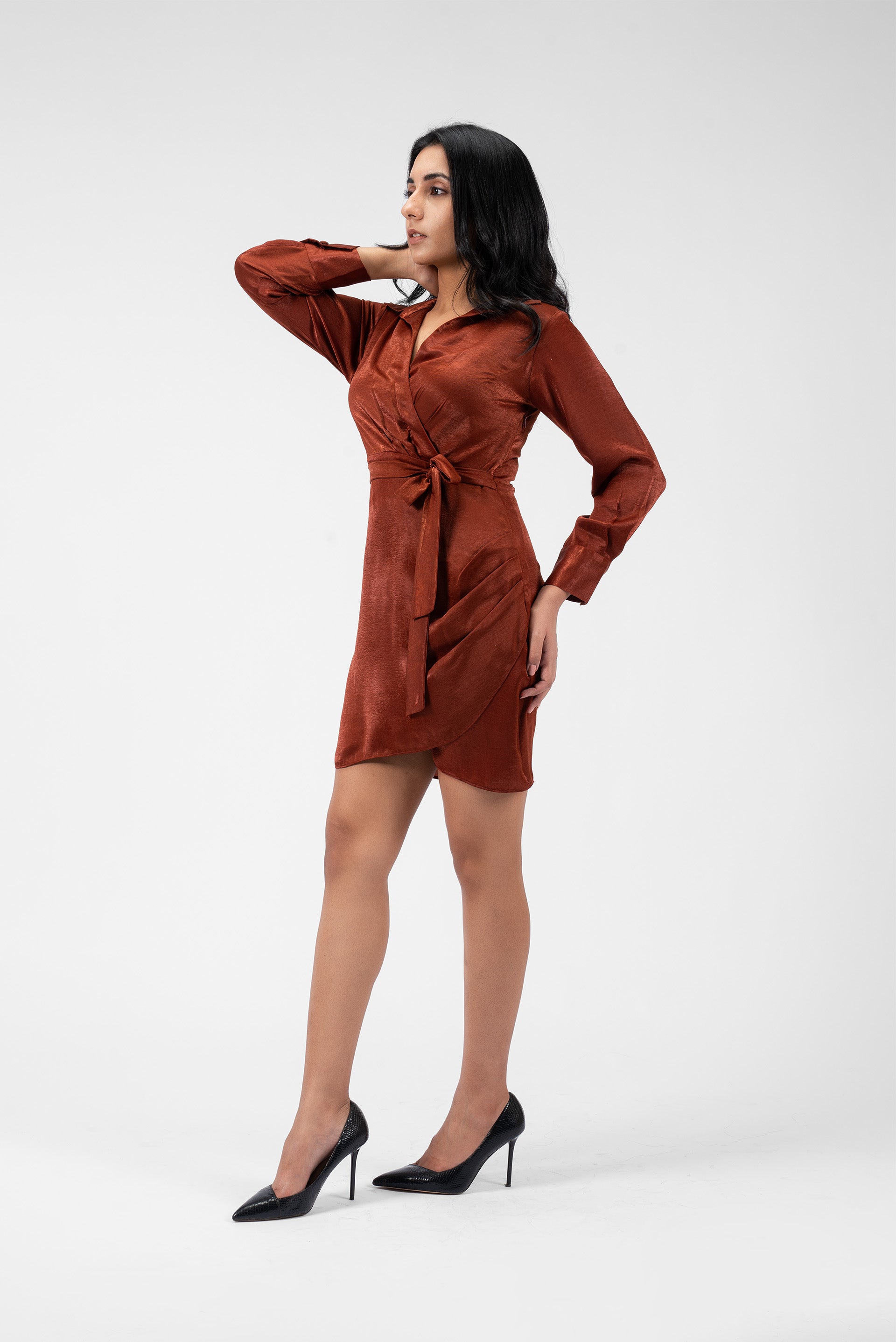 Chic Mini Dress with Cuffed Sleeves
