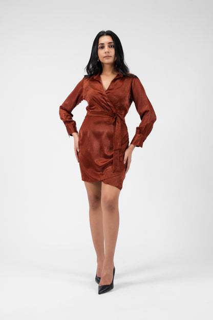 Chic Mini Dress with Cuffed Sleeves