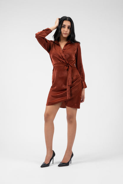 Chic Mini Dress with Cuffed Sleeves