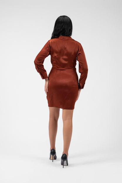 Chic Mini Dress with Cuffed Sleeves