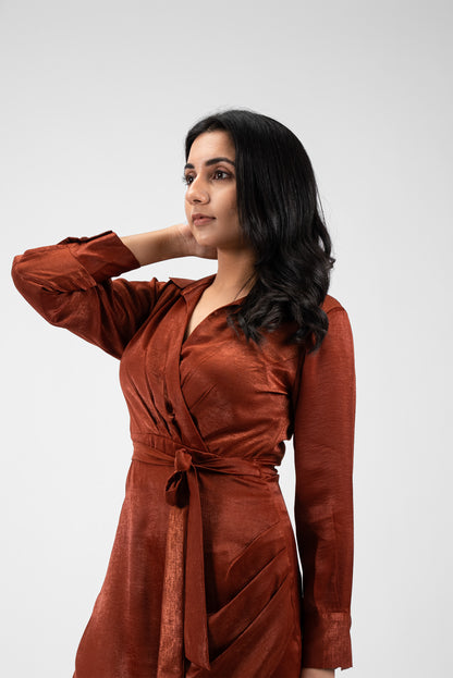 Chic Mini Dress with Cuffed Sleeves