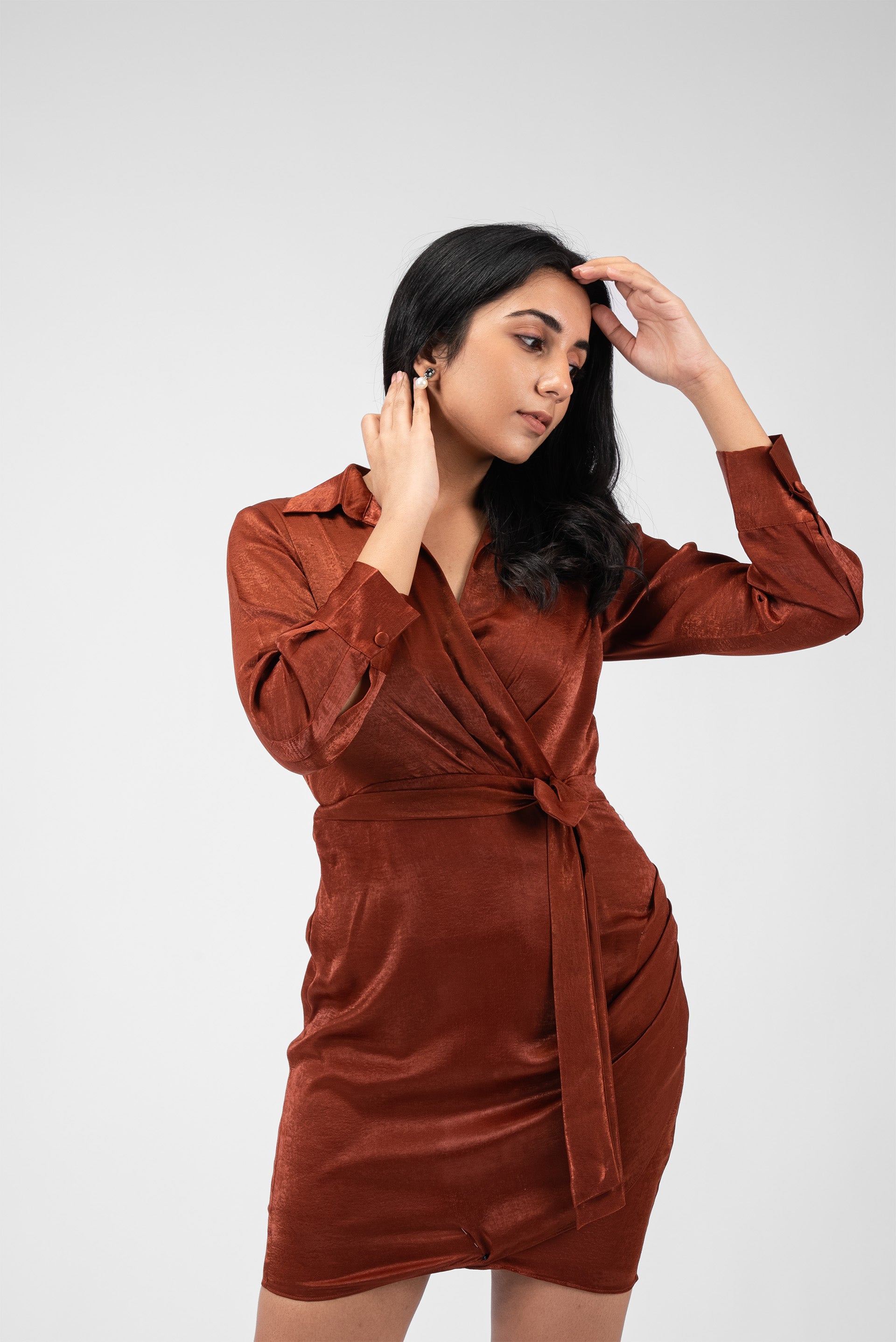 Chic Mini Dress with Cuffed Sleeves