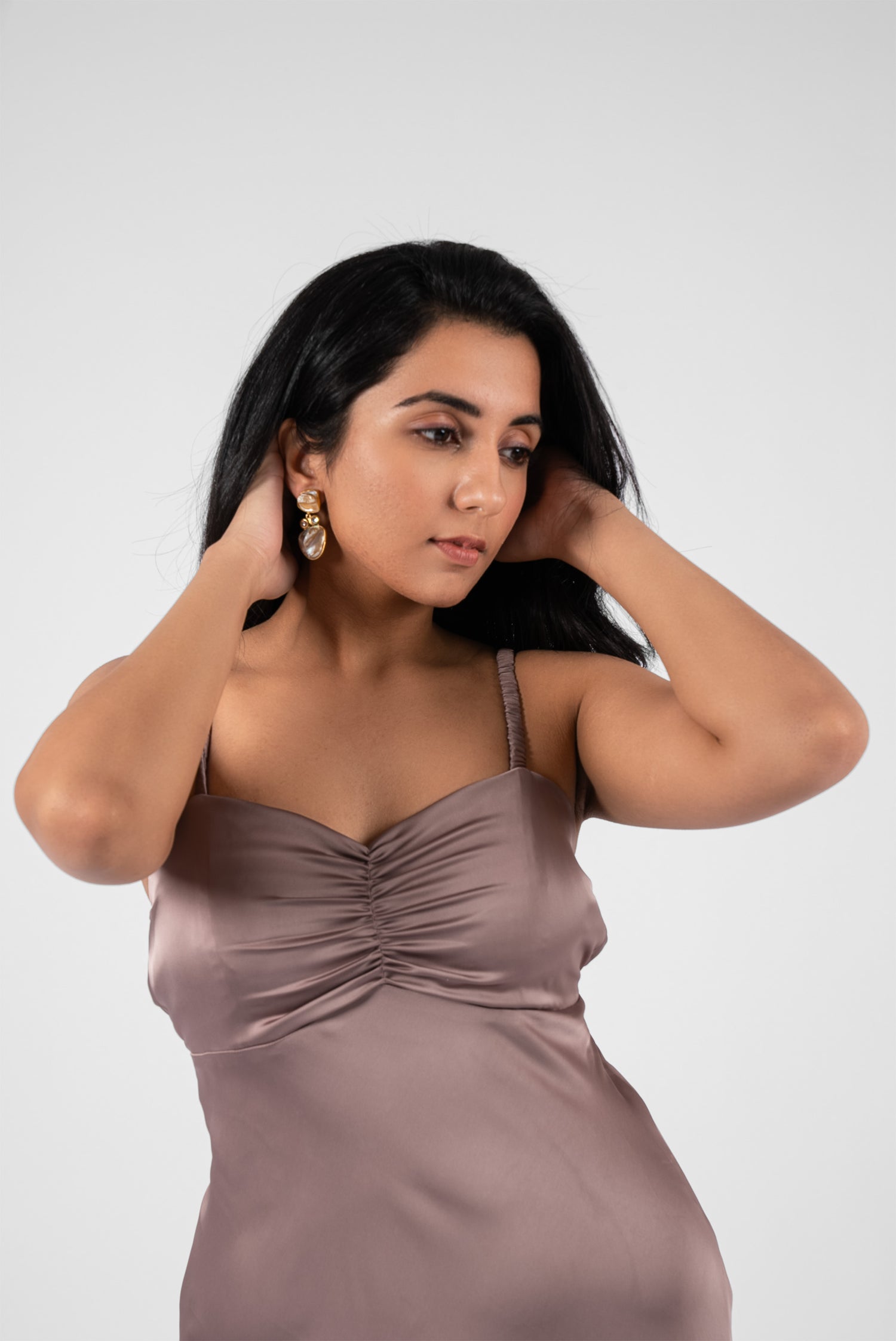 Opulent Satin Gown with Daring Back and Enchanting Front