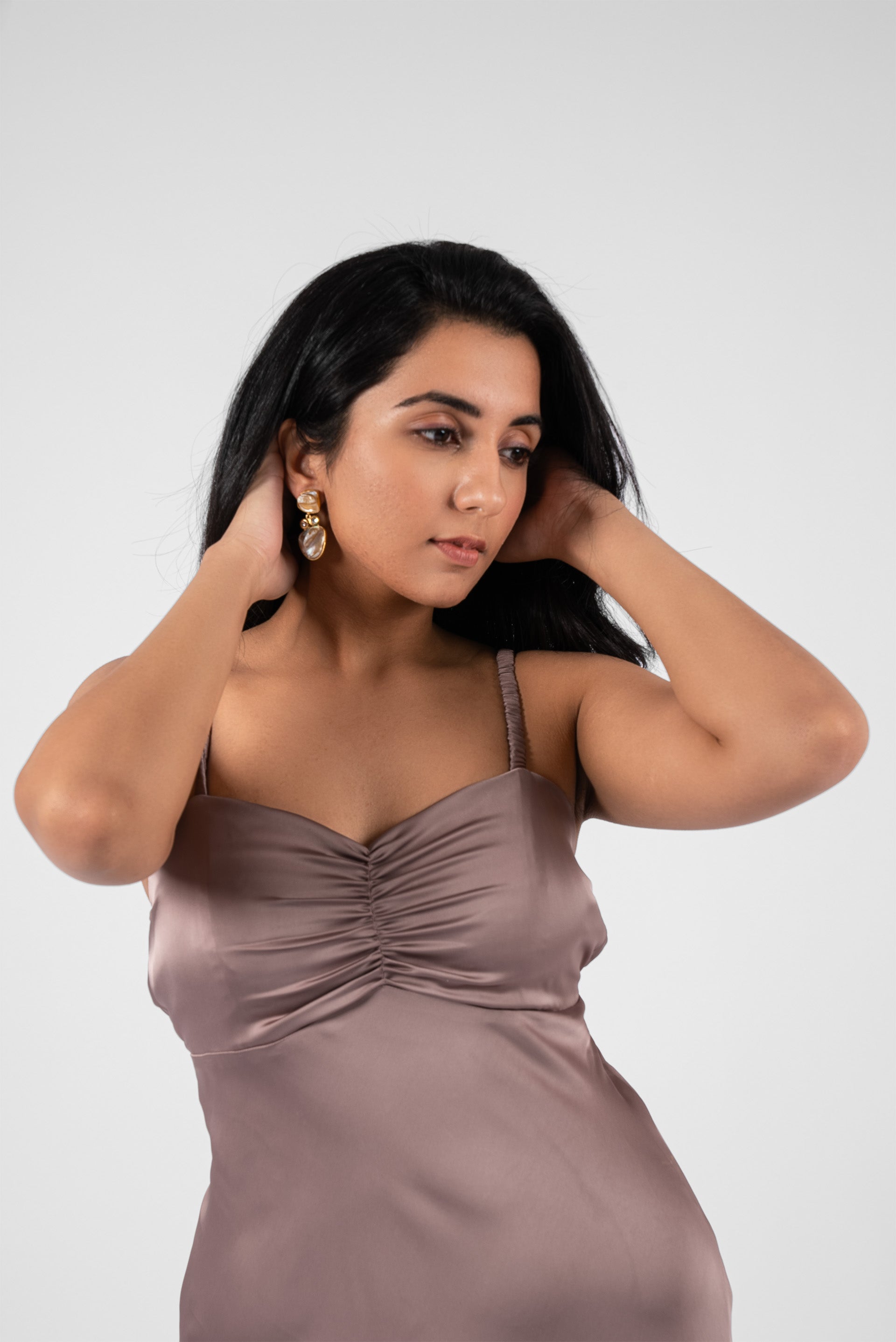 Opulent Satin Gown with Daring Back and Enchanting Front