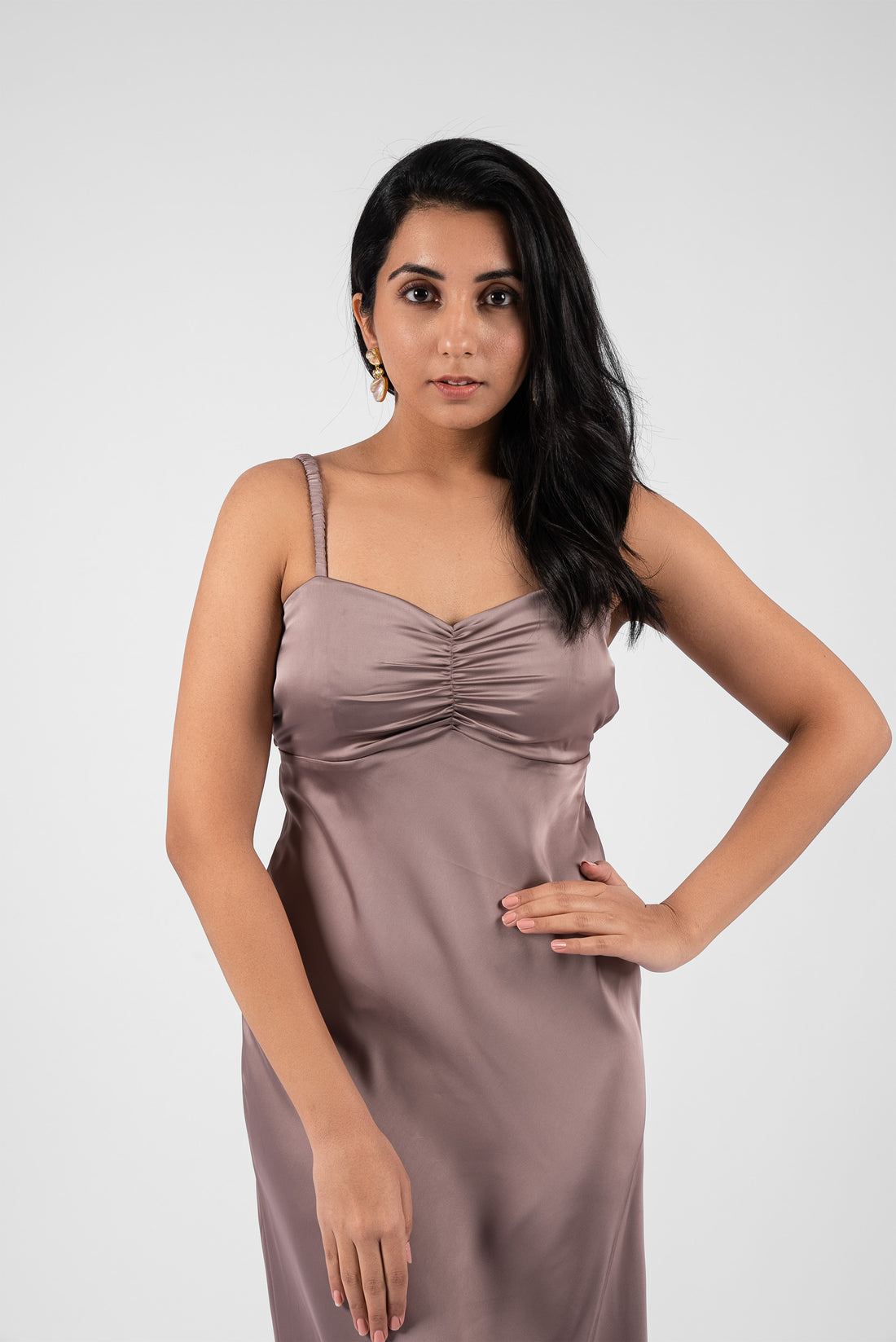 Opulent Satin Gown with Daring Back and Enchanting Front